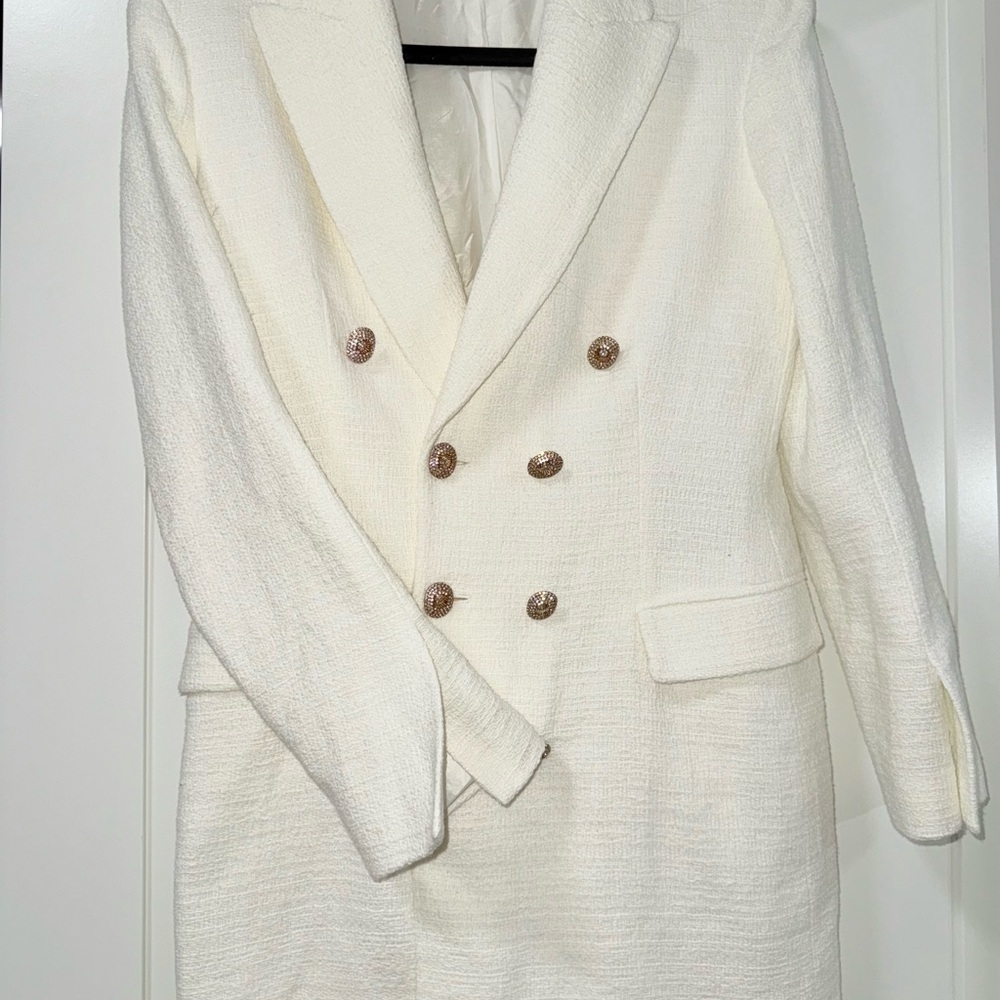 Zara Ivory Double-Breasted Blazer